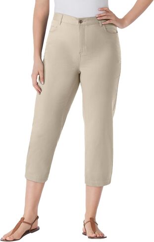 Woman Within Plus Size Perfect 5-Pocket Back-Elastic Denim Capri in Saudi Arabia
