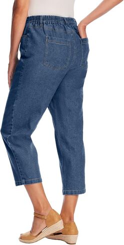 Woman Within Plus Size Perfect 5-Pocket Back-Elastic Denim Capri in Saudi Arabia
