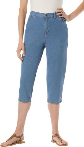 Woman Within Plus Size Perfect 5-Pocket Back-Elastic Denim Capri in Saudi Arabia