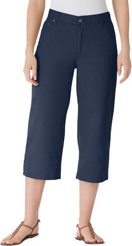 Woman Within Plus Size Perfect 5-Pocket Back-Elastic Denim Capri in Saudi Arabia