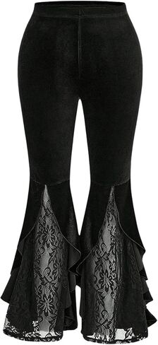 Verdusa Women's Plus Size Shulk Trim Lace Velvet Pants مرنة الخصر in Saudi Arabia