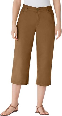 Woman Within Plus Size Perfect 5-Pocket Back-Elastic Denim Capri in Saudi Arabia