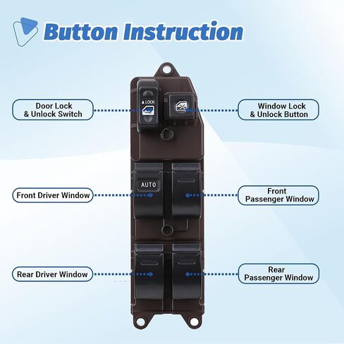 Door Master Window Switch Power Control Button Compatible with 2002-2006 Toyota Camry, 03-08 Corolla/Matrix/Pontiac Vibe, 04-09 Sienna, 05-11 Tacoma, 04-07 Scion xA/xB Replaces OEM 84820-33170-N in Saudi Arabia