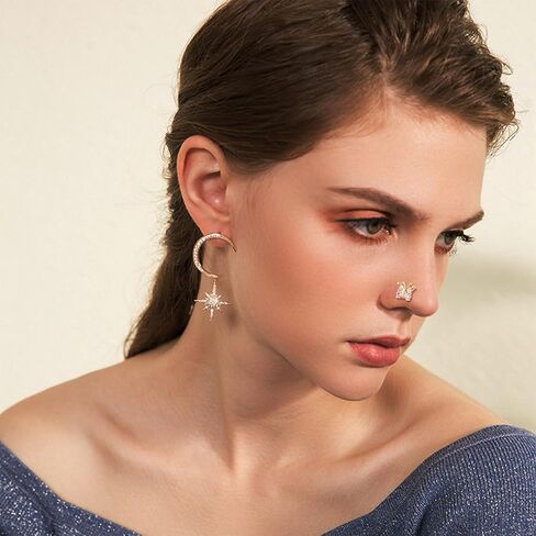 TAMHOO 15PCS أنف حلقات أنف - L تصميمات الشكل مع الفولاذ المقاوم للصدأ الجراحي - الأزرار الذهب/الفضة للنساء in Kuwait