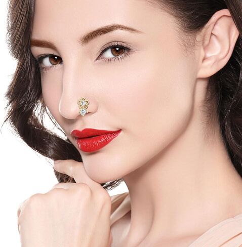 TAMHOO 15PCS أنف حلقات أنف - L تصميمات الشكل مع الفولاذ المقاوم للصدأ الجراحي - الأزرار الذهب/الفضة للنساء in Kuwait