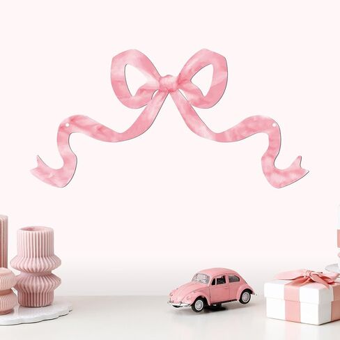 Zonon Metal Pink Bow Room Art Metal Pink Coquette Bow Wall Art For Girls Cute Girly Preppy Decor,Girly Aesthetic Wall Decor For Home Dorm Decoration, Coquette Party Gift for Girls Teens Women in Saudi Arabia