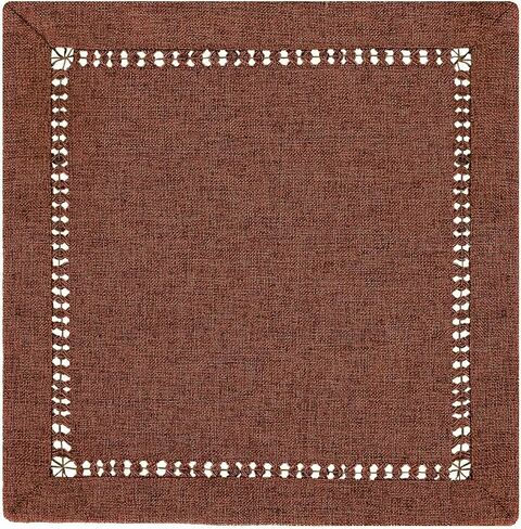 مفرش طاولة Grelucgo Solid Farmhouse Rustic Hemstitched Coffee Chocolate Brown (14 × 72 بوصة) in Kuwait