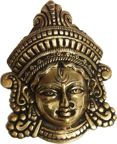 athizay Nava Durga Face Brass Hanging Wall Door Decorative Antique Finish Figurine Hanging for Entrance Door Decor Pooja Prayer Room (Durga Face Hanging) in Kuwait