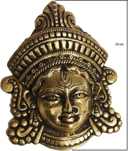 athizay Nava Durga Face Brass Hanging Wall Door Decorative Antique Finish Figurine Hanging for Entrance Door Decor Pooja Prayer Room (Durga Face Hanging) in Kuwait