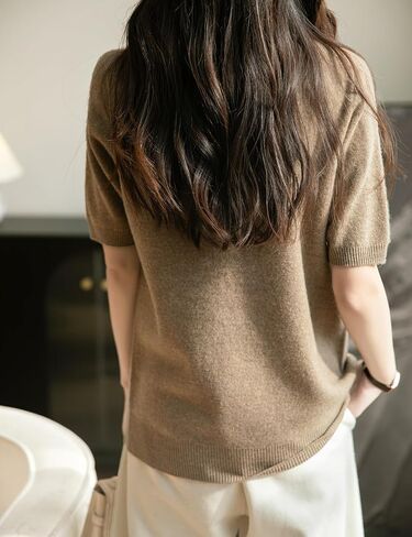 Women's Turtleneck 100% Merino Wool Spring Fall Winter First-Line Ready to Wear Seamless Knit Short Sleeve Sweater in Saudi Arabia