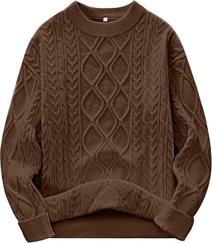 ANRABESS Sweaters for Women Long Sleeve Oversized Crewneck Cable Knit Vintage Heavy Sweater 2025 Fall Trendy Pullover Outfit in Saudi Arabia