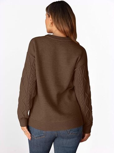 ANRABESS Sweaters for Women Long Sleeve Oversized Crewneck Cable Knit Vintage Heavy Sweater 2025 Fall Trendy Pullover Outfit in Saudi Arabia