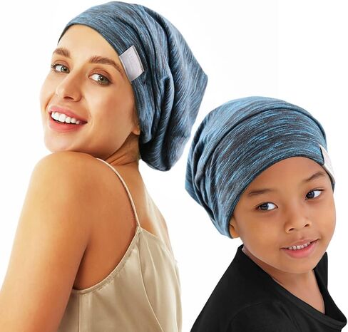 Beanie Sleep Cap Satin Bonnet Night Sleeping Caps Adjustable Slouchy Hats for Women and Girls Frizzy Hair in Kuwait