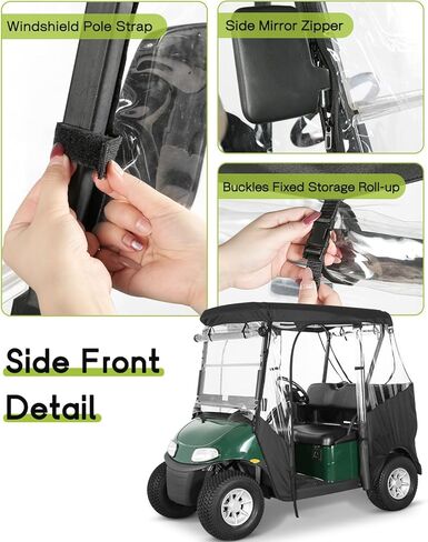 2 حاوية قيادة عربة الجولف للركاب، غطاء عربة الجولف لسيارة النادي السابقة والإيقاع، نافذة شفافة بأربعة جوانب مقاومة للماء والرياح، غطاء مطر لعربة الجولف في جميع الأحوال الجوية حماية خارجية in Kuwait