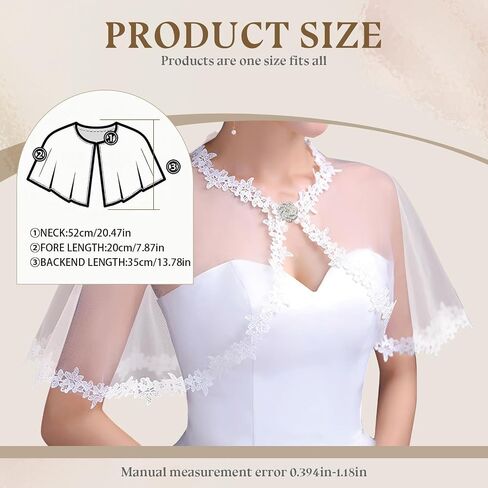 White Lace Shawl Wraps For Women Formal, Bolero Shrugs Shoulder Cover For Evening Dresses Formal, Wedding Bridal Cape Lace Cover Up in Kuwait