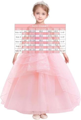 Girls Princess Dress Set with Pink Sequin Layered Tulle Ball Gown Long Gloves Tiara Jewelry for Kids in Kuwait