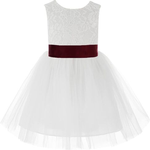 White Backless Lace V-Back Pretty Princess Gown Flower Girl Dresses 206T in Saudi Arabia