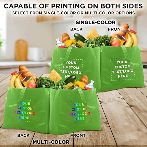 DISCOUNT PROMOS Custom Jumbo Sized Tote Bags Set of 100, Personalized Bulk Pack - Reusable Grocery Bags, Shopping Bags, Promotional Item Totes for Women - White in Saudi Arabia