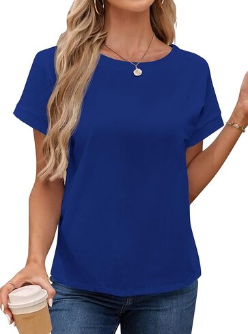 LilyCoco Women's Tie Dye Short Sleeve Shirt Criss Cross Back Tops Casual Loose Tee in Kuwait