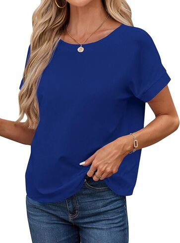 LilyCoco Women's Tie Dye Short Sleeve Shirt Criss Cross Back Tops Casual Loose Tee in Kuwait