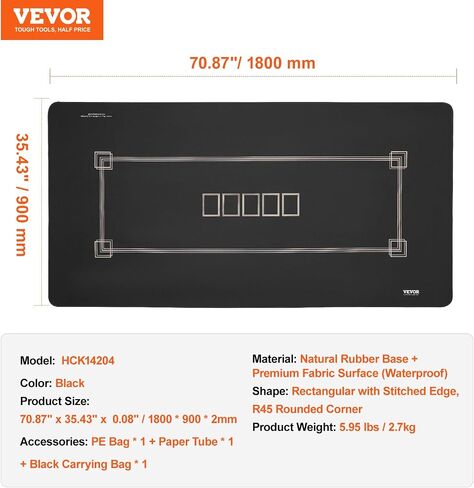 VEVOR Poker Table Top, 70 x 35 Inch Poker Mat for Table, 6-8 Players Foldable Poker Table Top with Carrying Bag, Folding Poker Table Topper for Poker Games, Poker Room, Rectangle, Blue in Saudi Arabia
