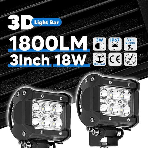 2x 3'' LED Spot Work Light & Upper Hood Ditch Side Pillar Light Pod Mount Bracket Compatible with Toyota Tacoma 1995-2004 in Saudi Arabia