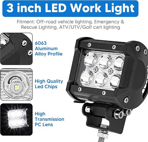 2x 3'' LED Spot Work Light & Upper Hood Ditch Side Pillar Light Pod Mount Bracket Compatible with Toyota Tacoma 1995-2004 in Saudi Arabia
