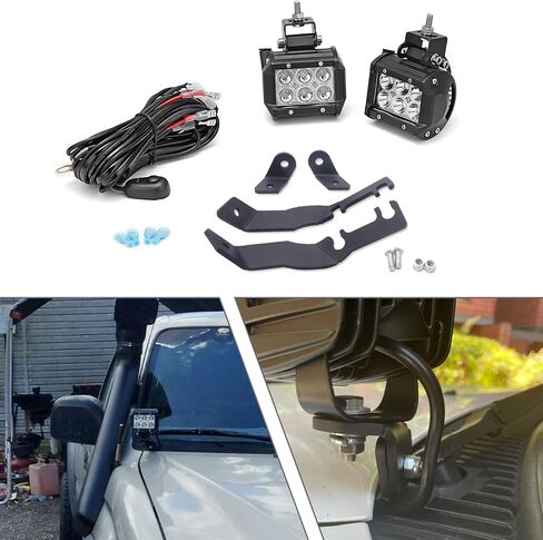 2x 3'' LED Spot Work Light & Upper Hood Ditch Side Pillar Light Pod Mount Bracket Compatible with Toyota Tacoma 1995-2004 in Saudi Arabia