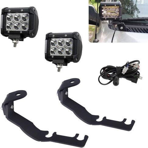 2x 3'' LED Spot Work Light & Upper Hood Ditch Side Pillar Light Pod Mount Bracket Compatible with Toyota Tacoma 1995-2004 in Saudi Arabia