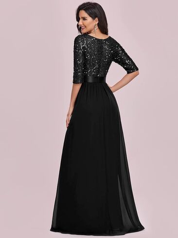 Ever-Pretty Women's Elegant A Line Crew Neck Half Sleeve Sequin Maxi Evening Dress 00683 in Saudi Arabia