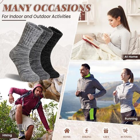 Merino Wool Boot Socks Thermal Winter Ski Thick Warm Hiking Socks for Women Men 3 Pairs in Kuwait