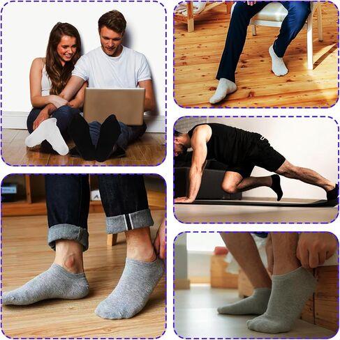 60 Pairs Low Cut Ankle Socks Bulk Pack, No-Show Unisex Socks for Men and Women, Casual Cotton Breathable Sock, Thin Bulk Sock 7-12 Size (Black, White, Grey) in Saudi Arabia