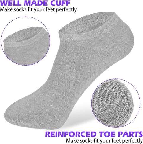60 Pairs Low Cut Ankle Socks Bulk Pack, No-Show Unisex Socks for Men and Women, Casual Cotton Breathable Sock, Thin Bulk Sock 7-12 Size (Black, White, Grey) in Saudi Arabia