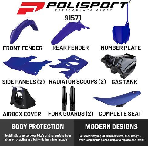 Polisport Motocross (MX) Restyling Kit for Yamaha YZ 125/250 (2002-2021) Dirt Bike – OEM Quality, Durable, Flexible & Perfect Fit – Blue/Black in Saudi Arabia