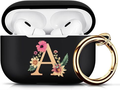 حافظة منقوشة بالزهور متوافقة مع غطاء حافظة AirPods Pro (2023/2022/2019،2nd/1st) حافظة واقية من السيليكون لحافظة AirPods Pro 2nd 1st Generation AirPods Pro مع سلسلة مفاتيح (أخضر صنوبر) in Kuwait