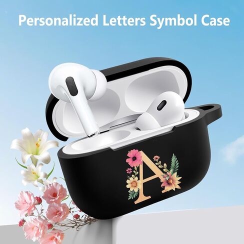 حافظة منقوشة بالزهور متوافقة مع غطاء حافظة AirPods Pro (2023/2022/2019،2nd/1st) حافظة واقية من السيليكون لحافظة AirPods Pro 2nd 1st Generation AirPods Pro مع سلسلة مفاتيح (أخضر صنوبر) in Kuwait