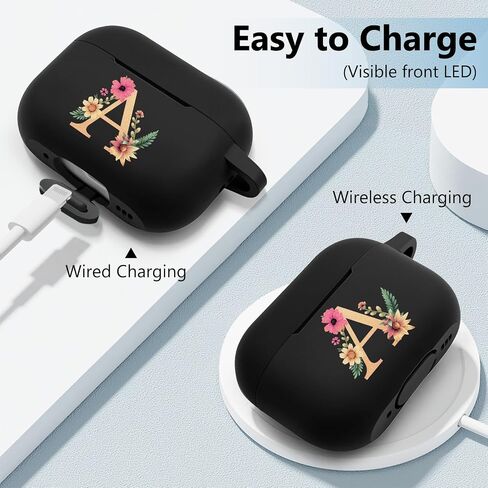 حافظة منقوشة بالزهور متوافقة مع غطاء حافظة AirPods Pro (2023/2022/2019،2nd/1st) حافظة واقية من السيليكون لحافظة AirPods Pro 2nd 1st Generation AirPods Pro مع سلسلة مفاتيح (أخضر صنوبر) in Kuwait
