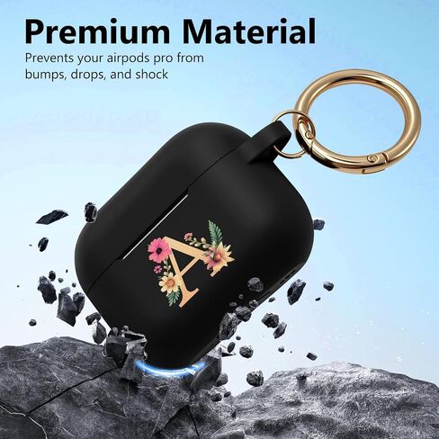 حافظة منقوشة بالزهور متوافقة مع غطاء حافظة AirPods Pro (2023/2022/2019،2nd/1st) حافظة واقية من السيليكون لحافظة AirPods Pro 2nd 1st Generation AirPods Pro مع سلسلة مفاتيح (أخضر صنوبر) in Kuwait