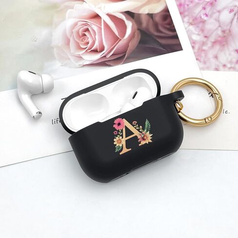 حافظة منقوشة بالزهور متوافقة مع غطاء حافظة AirPods Pro (2023/2022/2019،2nd/1st) حافظة واقية من السيليكون لحافظة AirPods Pro 2nd 1st Generation AirPods Pro مع سلسلة مفاتيح (أخضر صنوبر) in Kuwait