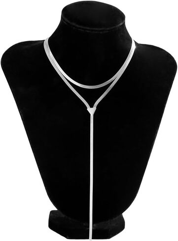 Gold Layered Choker Pendant Necklace for Women Silver Triangle Long Thick Snake Chain Statement Necklace Herringbone Y Chain Jewelry Gift in Saudi Arabia