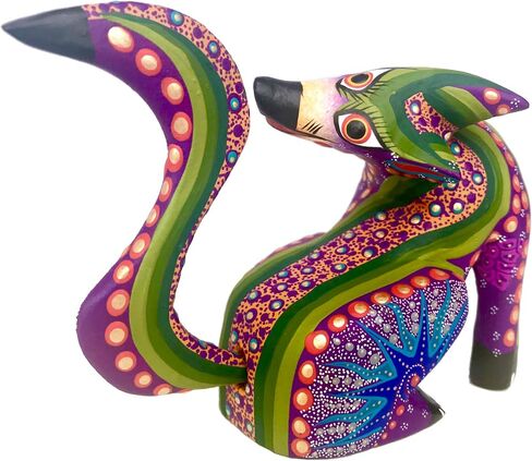 ALKIMIA INC Mexican Alebrije Seated Coyote Wood Carving Handcrafted Sculpture (Black) in Saudi Arabia