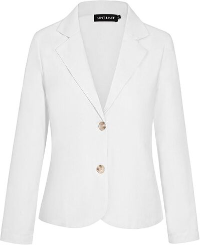 Women's Cotton Linen Blazer Long Sleeve Lapel Button Blazers Lightweight Summer Casual Work Office Jacket Suit in Saudi Arabia