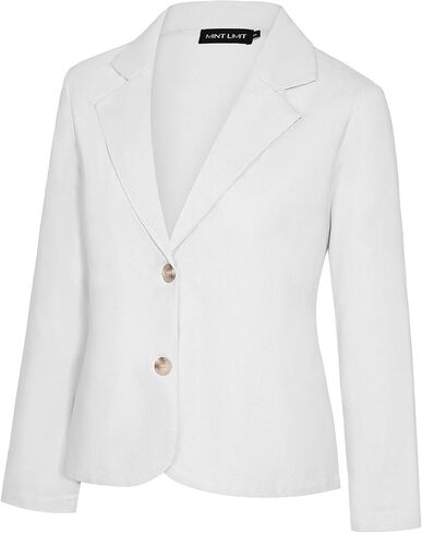 Women's Cotton Linen Blazer Long Sleeve Lapel Button Blazers Lightweight Summer Casual Work Office Jacket Suit in Saudi Arabia