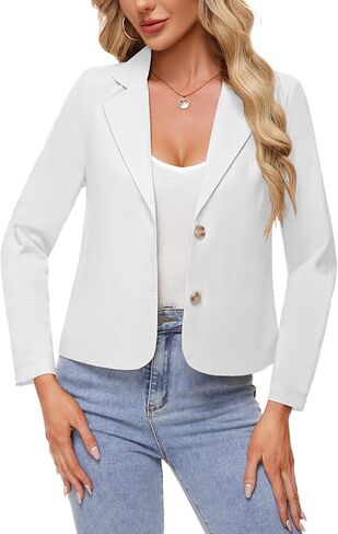 Women's Cotton Linen Blazer Long Sleeve Lapel Button Blazers Lightweight Summer Casual Work Office Jacket Suit in Saudi Arabia
