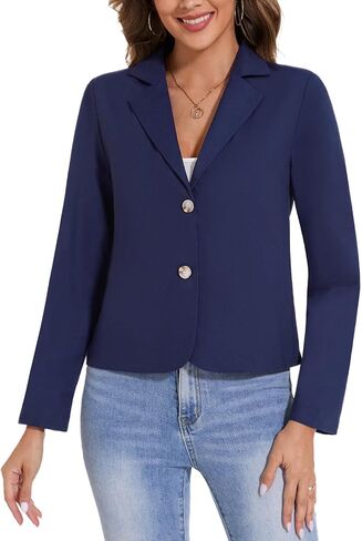Women's Cotton Linen Blazer Long Sleeve Lapel Button Blazers Lightweight Summer Casual Work Office Jacket Suit in Saudi Arabia