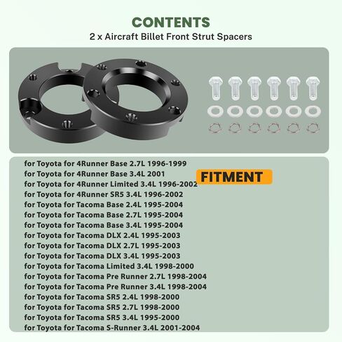 Scitoo 2.5 بوصة مستوطنة مجموعة الفواصل الأمامية رفع تويوتا لـ 4runner 1996 1997 1998 1998 1999 2000 2001 2002 ، ل Toyota for Tacoma 1995 1996 1997 1998 1999 2000 2001 2003 2003 in Saudi Arabia
