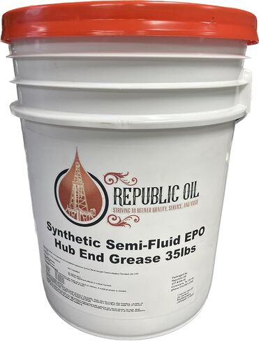 Republic Oil Synthetic Semi-Fluid Orange Hub Grease EP0 35LB Bucket | Polyurea | Compare to Chevron SFE EP | Trailer Wheel End | High Temp | in Saudi Arabia