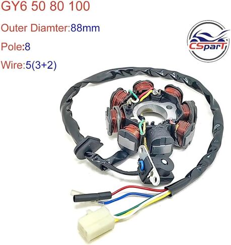 8 Coils Magneto Stator For GY6 49cc 50cc 80cc 139QMB 139QMA Moped Scooter For Sunl For Roketa For Vesp For Jonway Parts(5 Wire) in Saudi Arabia