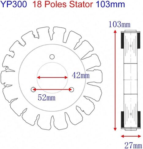 93mm 103mm 18 لفائف Magneto Stator لـ Majest YP250 لـ Roket MC-54B لـ Linhai Vog 250 257 260 300 LH170MM لـ AEOLU BMS لقطع القطر (93 مم) in Kuwait