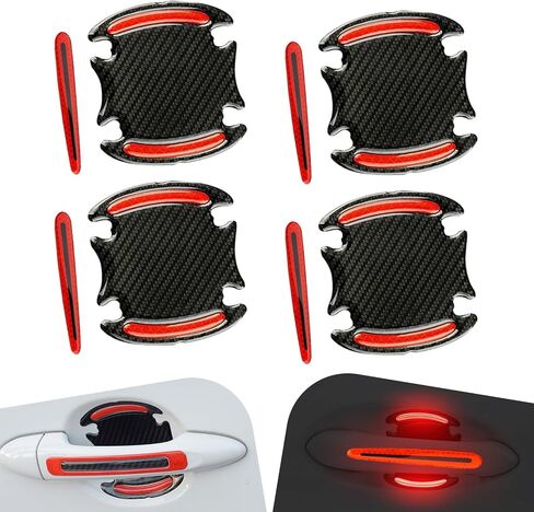 8 PCS DOOR HANDALD DOUNGERS ، فيلم ألياف ألياف الكربون وعاء مضاد للخلع ، فيلم زخرفي عاكس خارجي ، عالمي لمعظم السيارات والشاحنات وسيارات الدفع الرباعي (أبيض) in Kuwait